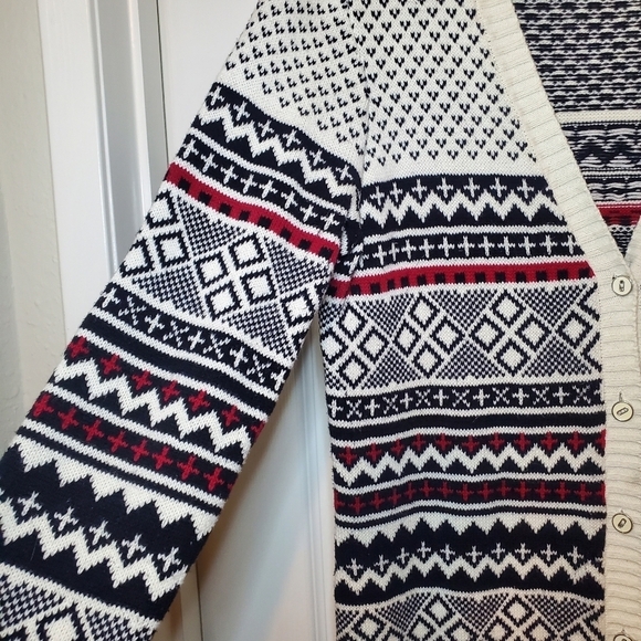 Izod Woman’s Size Medium Button Up Cardigan Knit Sweater Multi Color - Picture 3 of 12